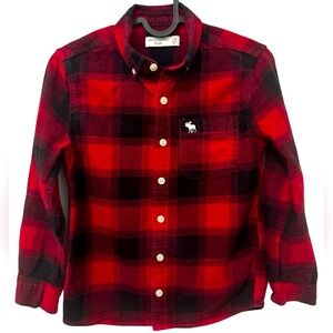 Boys Red & Black Plaid Abercrombie Flannel Size 7/8